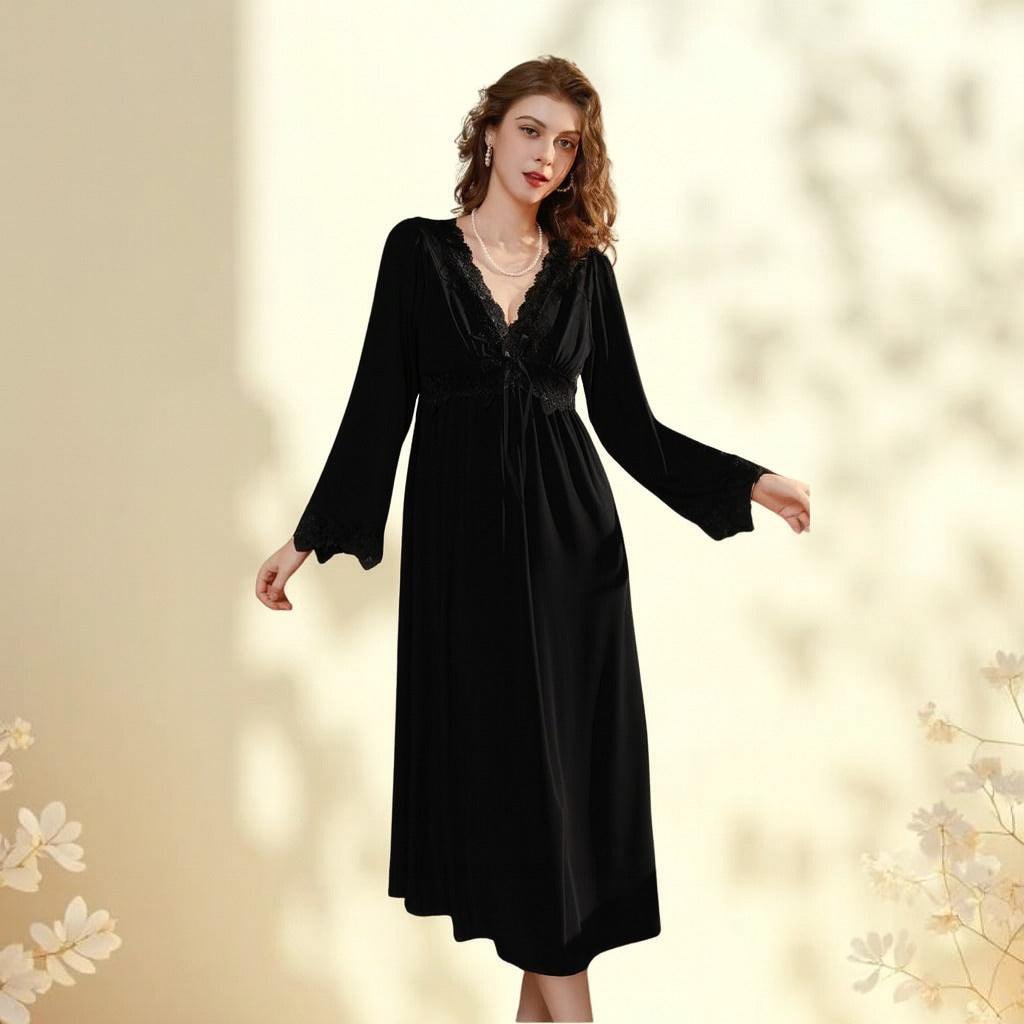 Premium Long Nighty for Women – Soft Stretchable Fabric | Red, Black & Mehroon