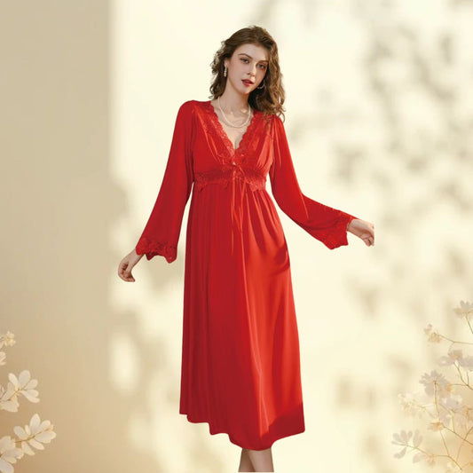 Premium Long Nighty for Women – Soft Stretchable Fabric | Red, Black & Mehroon