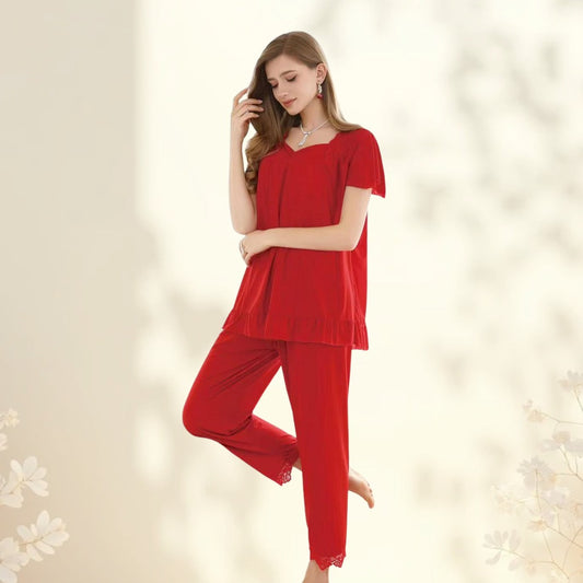 Premium Two-Piece Nighty Set – Soft Stretchable Shirt & Trouser | Free Size