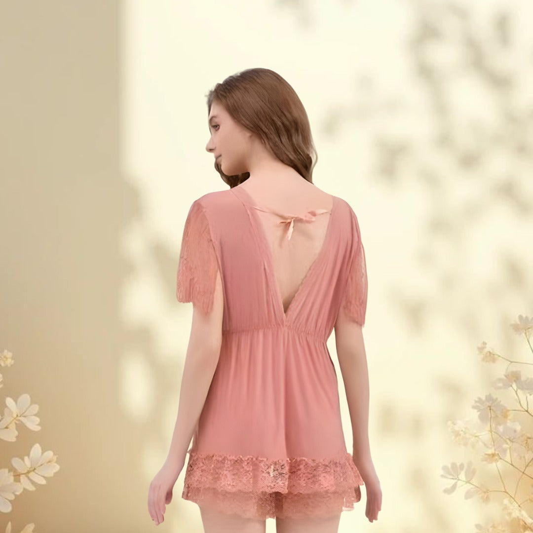 Soft Tea Pink Premium Nighty Set – Comfortable & Stretchable Fabric